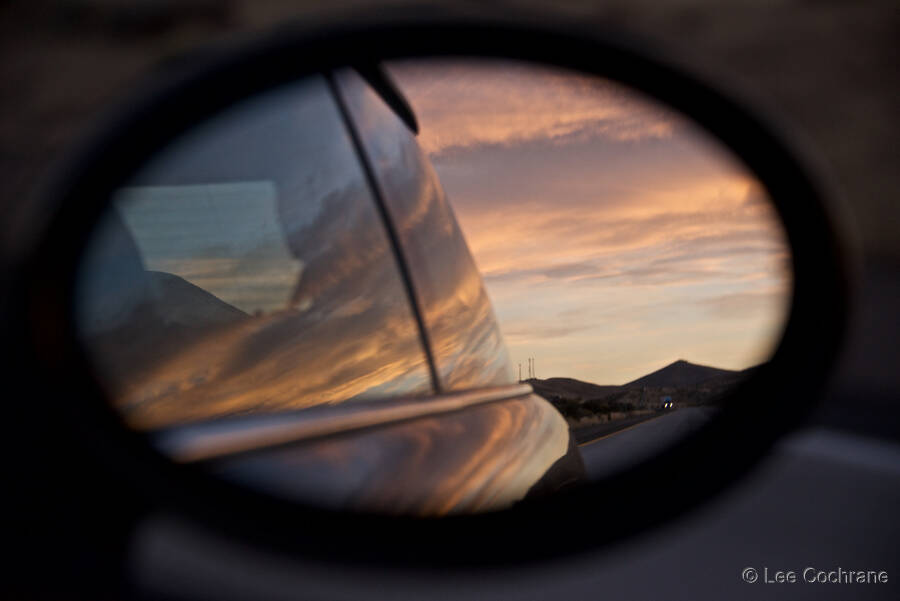 photo of SunsetInTheRearviewMirror